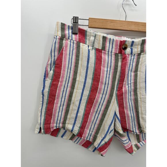Old Navy Women Size 12 Striped Linen Blend Mid Rise Everyday Shorts Casual - Picture 3 of 6